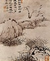 Shitao el solitario ha pescando tinta china antigua de 1707